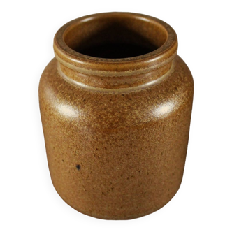 Vintage brown stoneware mustard pot