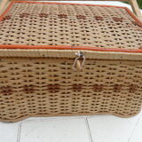Vintage sewing box wicker bamboo 1950