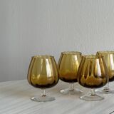 4 tulip glasses in amber glass