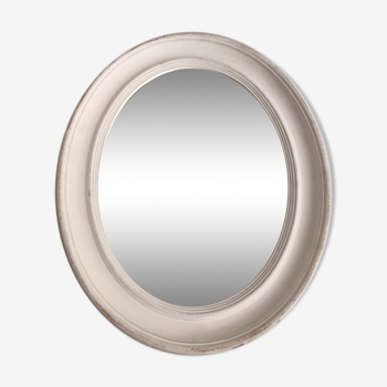 Miroir classique en bois blanc ovale 49,50 x 40cm