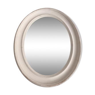 Miroir classique en bois blanc ovale 49,50 x 40cm