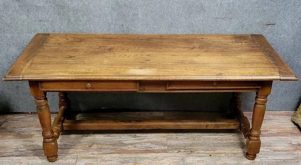 Table or centre desk in Louis XIII style made of solid oak around 1850.