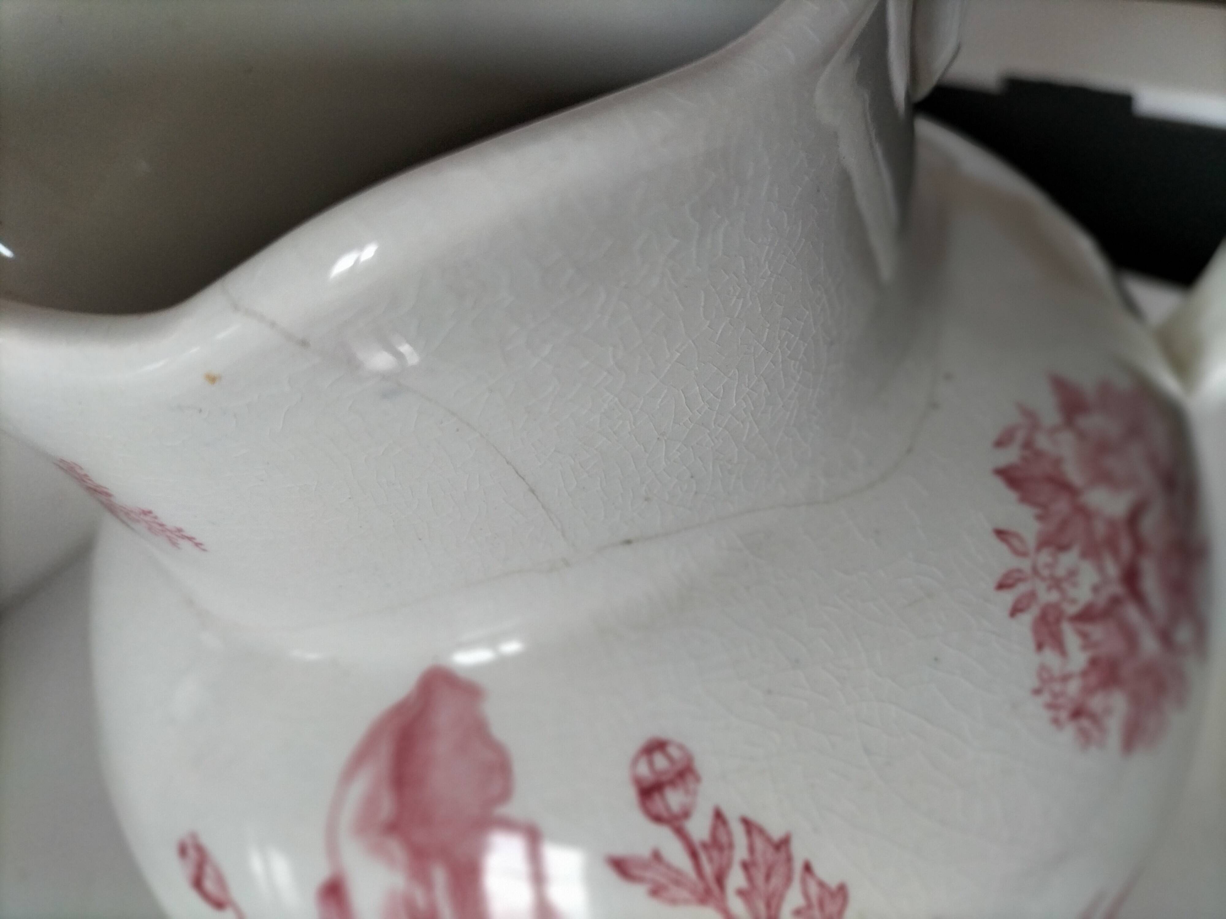 Large earthenware jug – Onnaing pottery (Nord), “Poppy” decoration