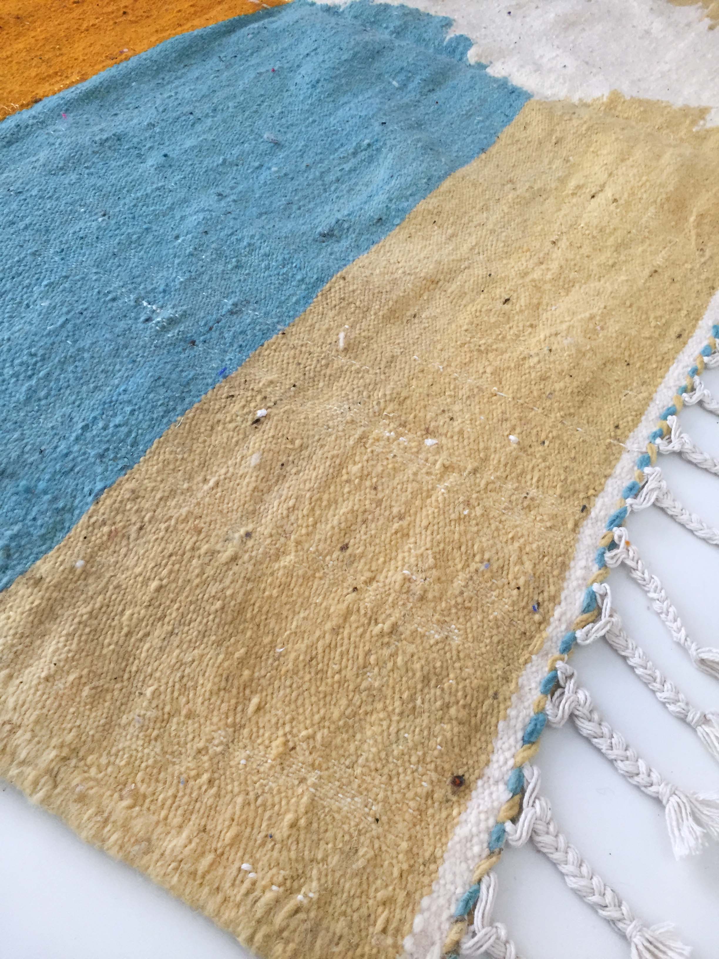 Moroccan Berber Kilim carpet ecru with colorful flats 290x179cm