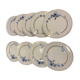 9 white porcelain plates of art deco blue flower limoges