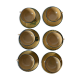 6 cups decorated with ancient flowers