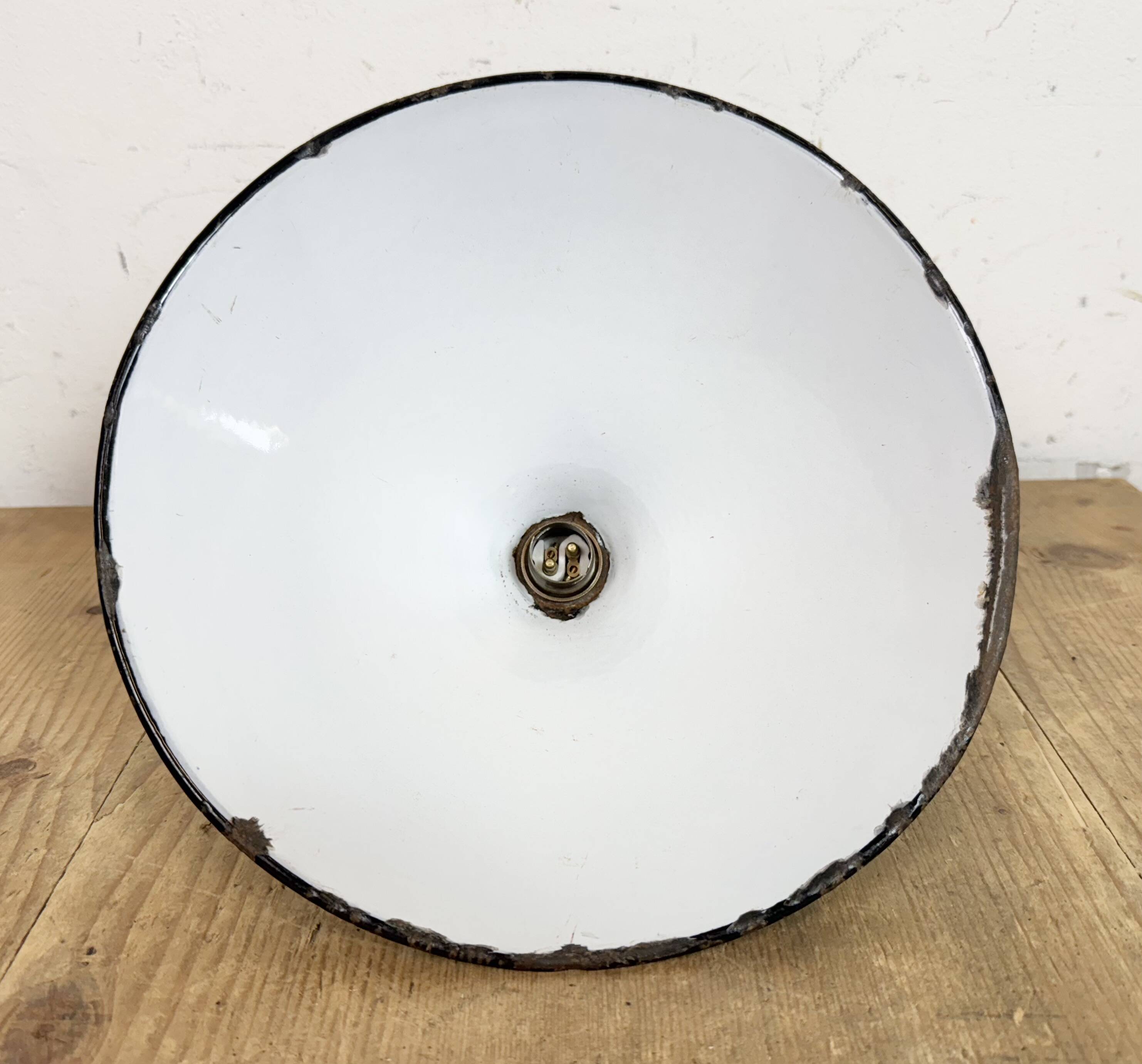 Industrial British Green Enamel Factory Pendant Lamp, 1950s