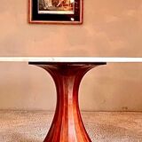 Marble and rosewood round dining table