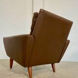 Vintage retro Danish mid-century G. Thams club chair in brown leather 60s