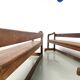 Pair of communal benches in solid oak, 1950s.