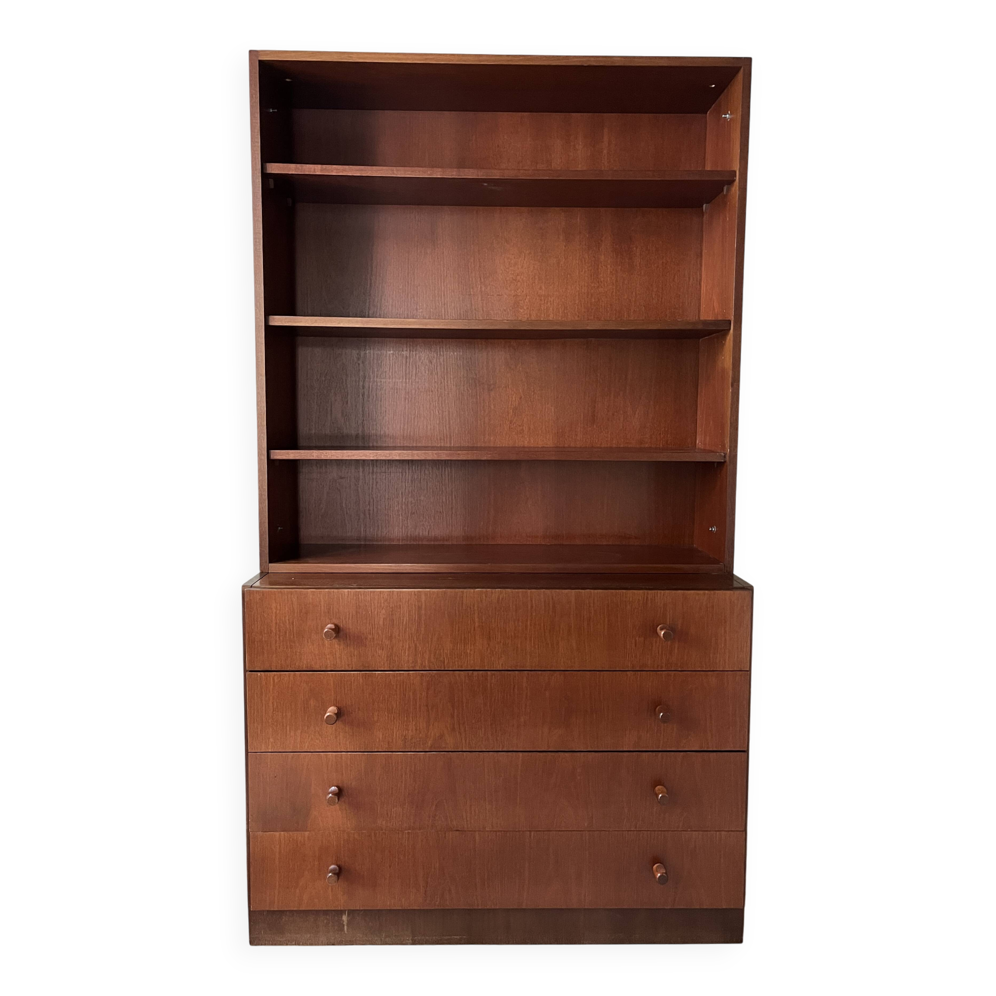 Bookcase, teak chest of drawers, 1960
