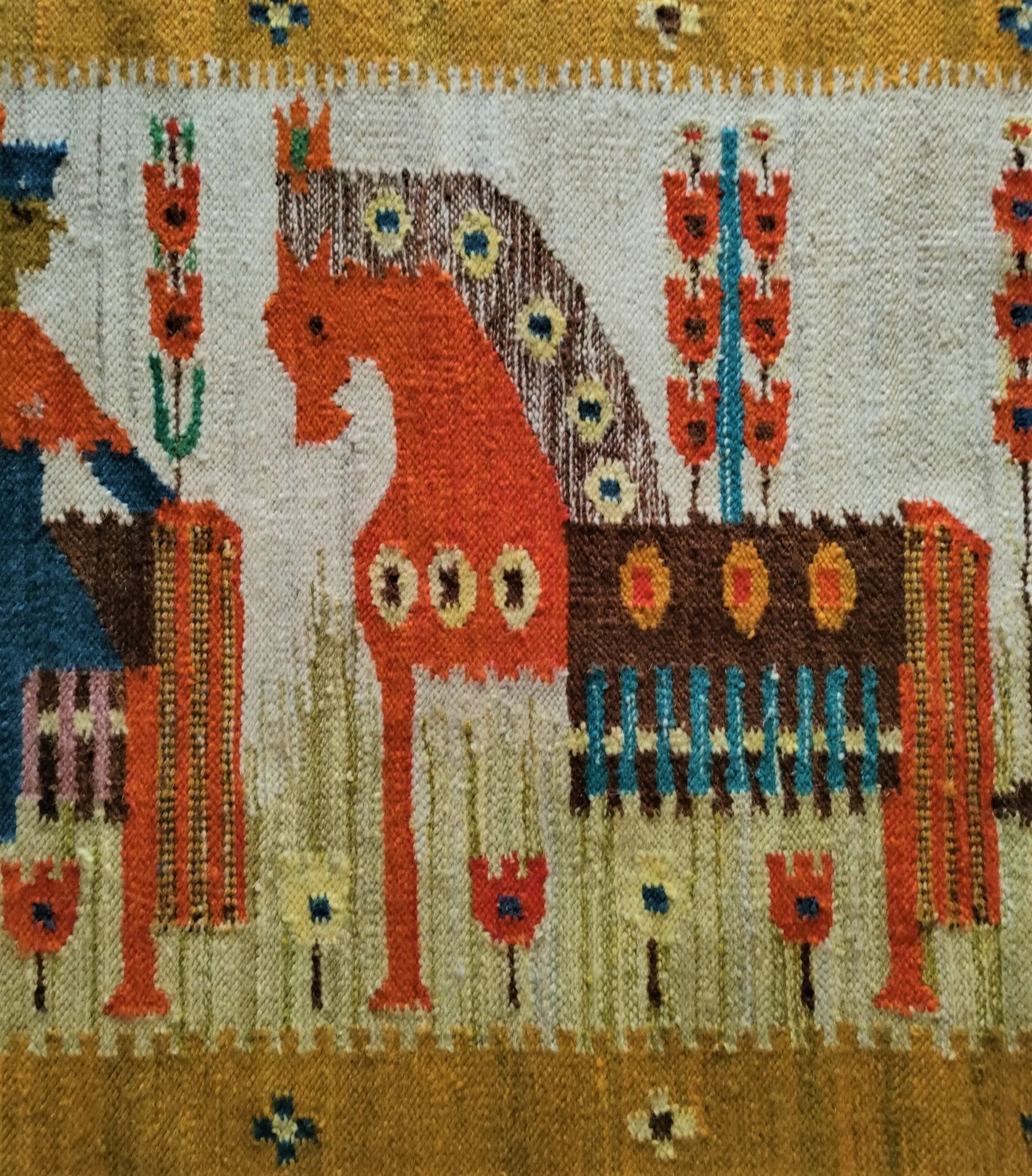 Tapisserie kilim fait main artisanat polonais années 70