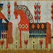 Tapisserie kilim fait main artisanat polonais années 70