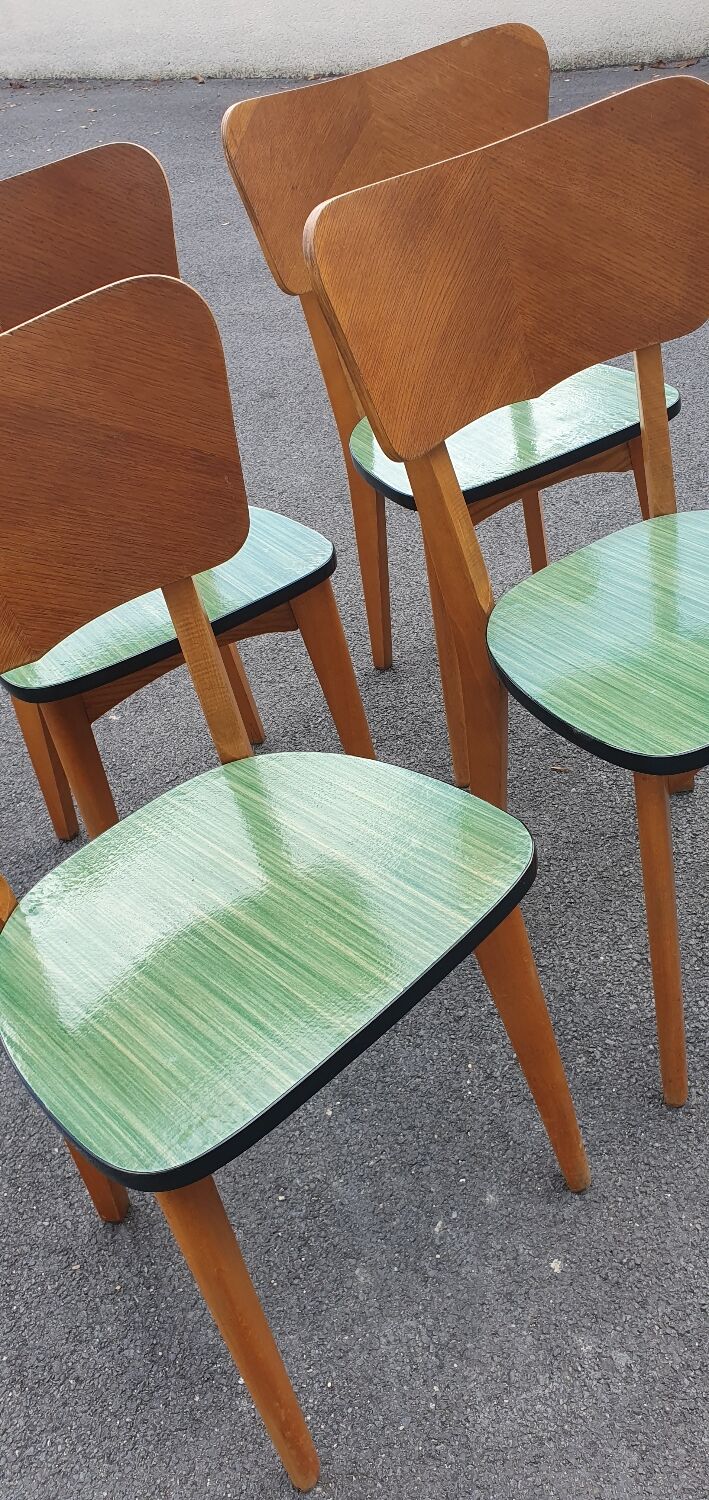 Set of 4 formica and wood chairs