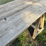 Farm table guinguette and wooden trestles