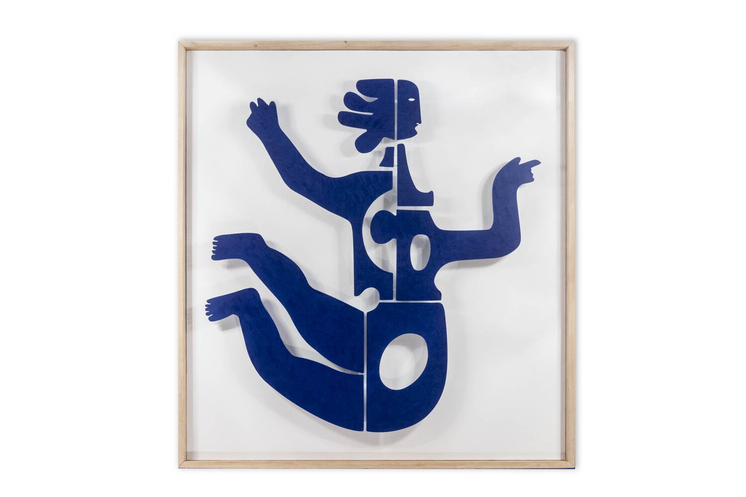 "Eva" decorative panel in blue lacquered metal. Contemporary work.