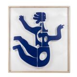 Panneau décoratif « Eva » en métal laqué bleu. Travail contemporain.