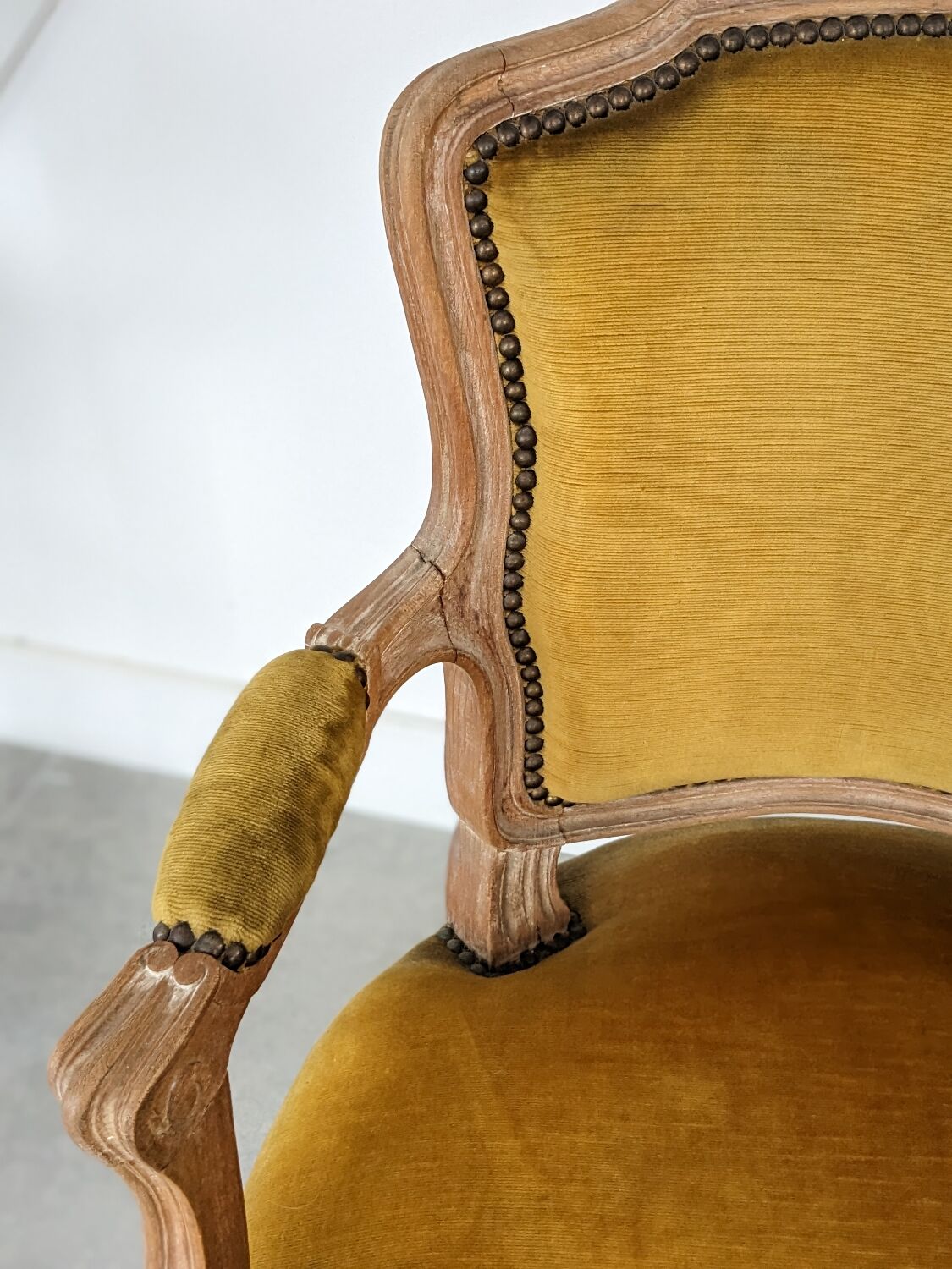 Vintage velvet convertible armchair mustard yellow