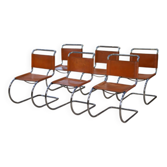Set of 6 Bauhaus design MR10 chairs by Ludwig Mies Van Der Rohe 1970s