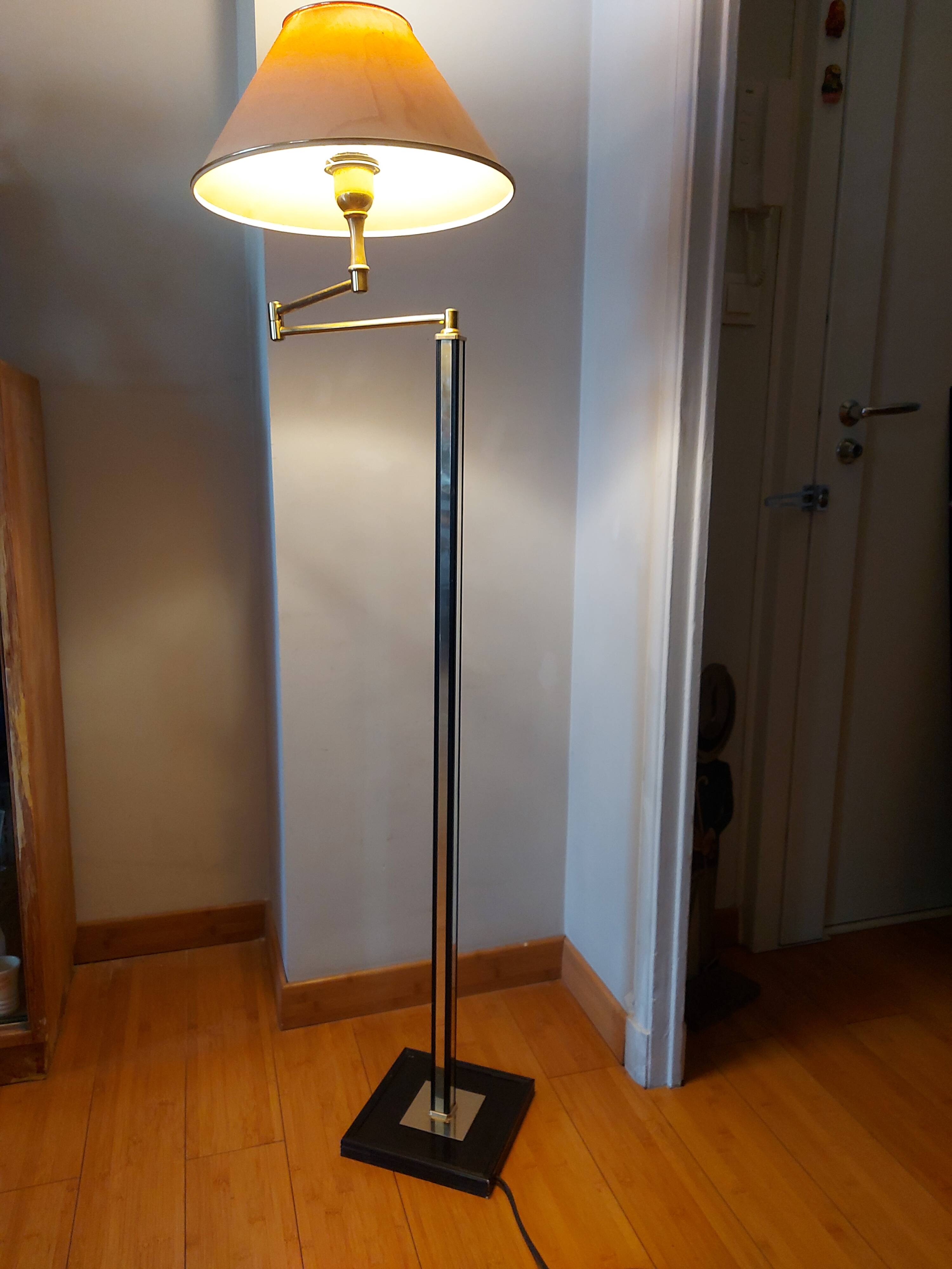Vintage reading floor lamp in gold metal