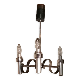 Wavy chandelier space age in chromed metal vintage year 70