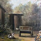 Huile sur carton scène pittoresque russe