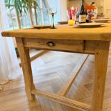 Solid oak farmhouse table with 2 drawers