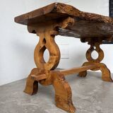 Table artisanale en orme massif, art populaire