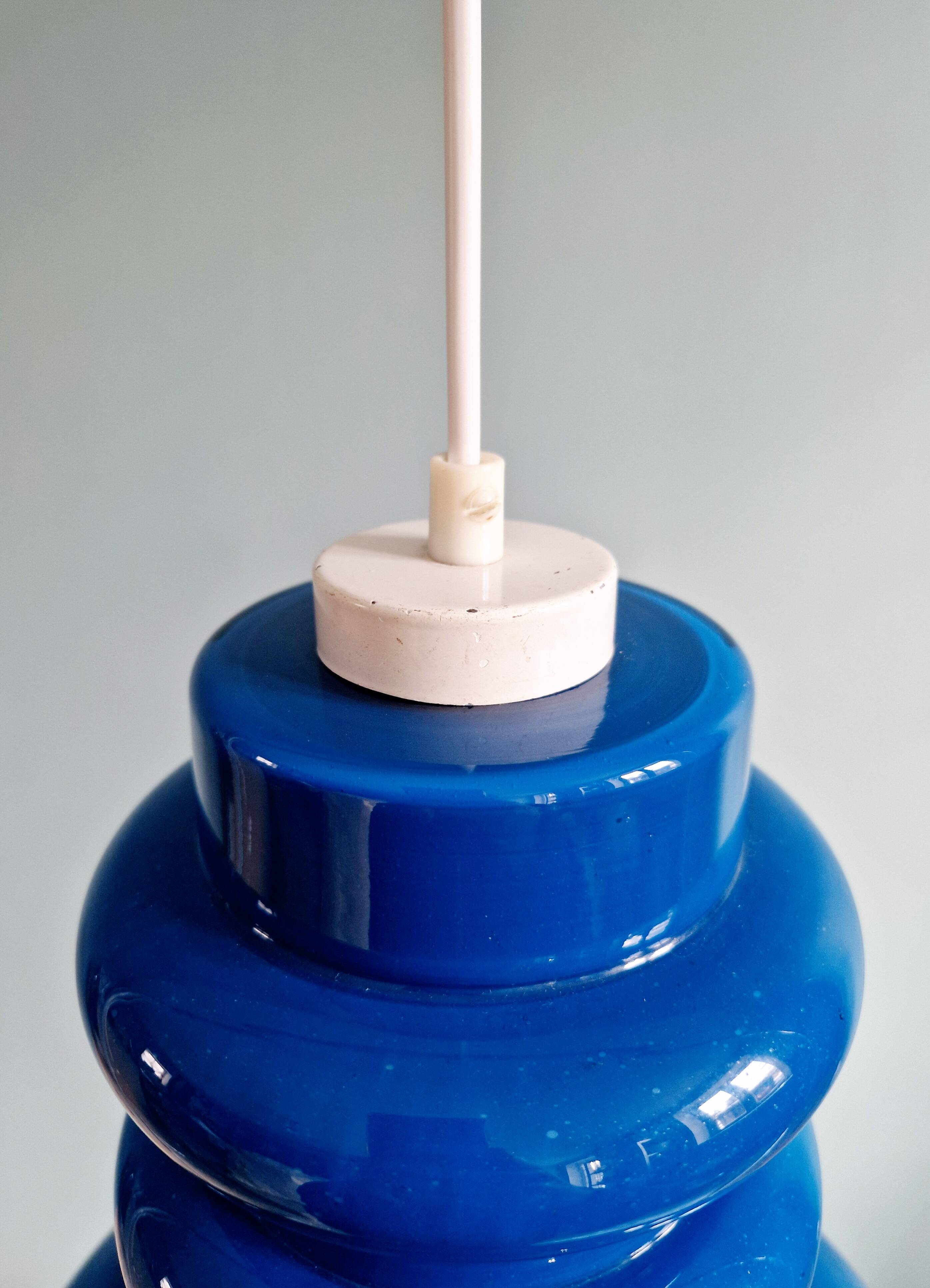 Large Space Age pendant light in blue opaline, 1960s-70s