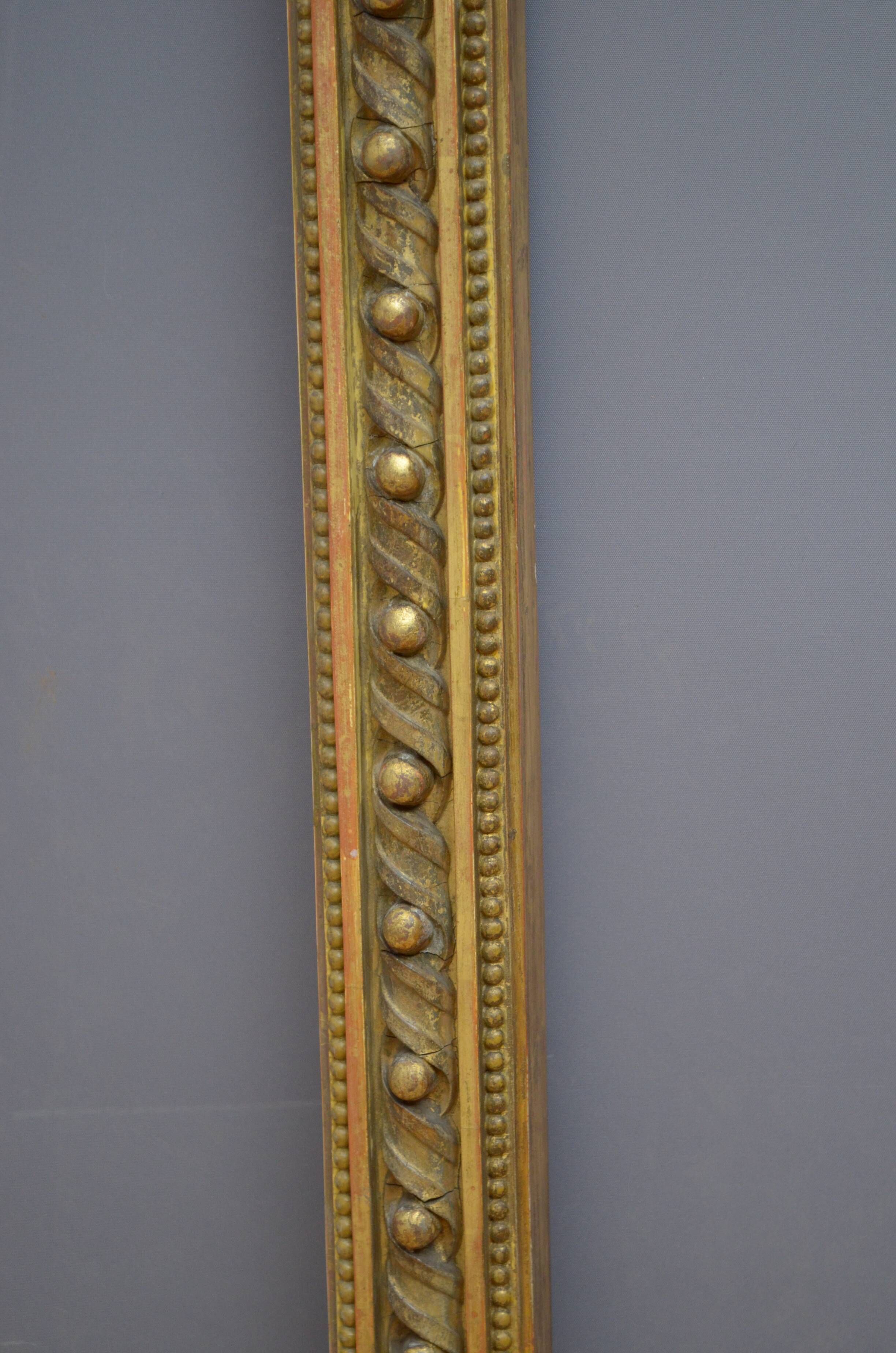 English giltwood overmantle mirror h161cm