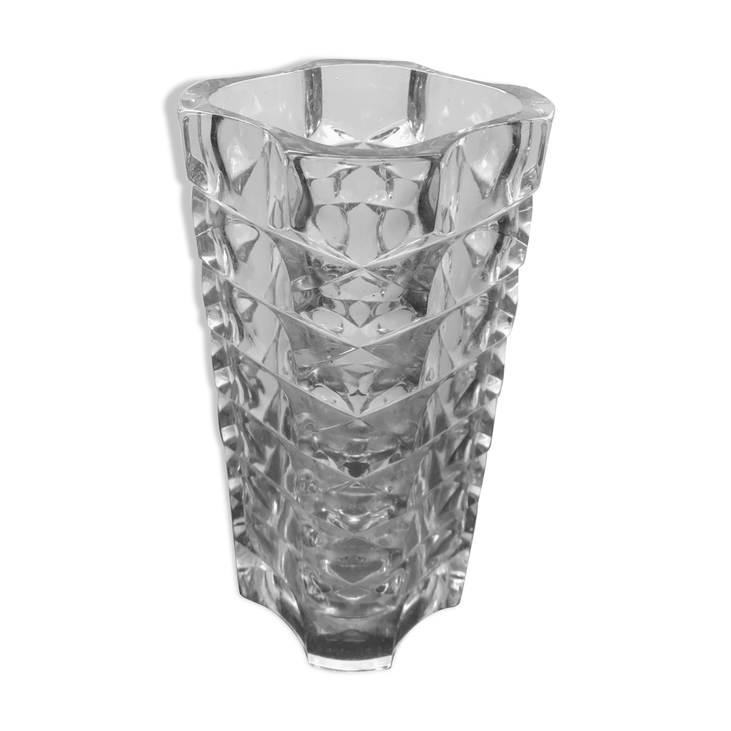 Old vase glass moulded grand vintage model