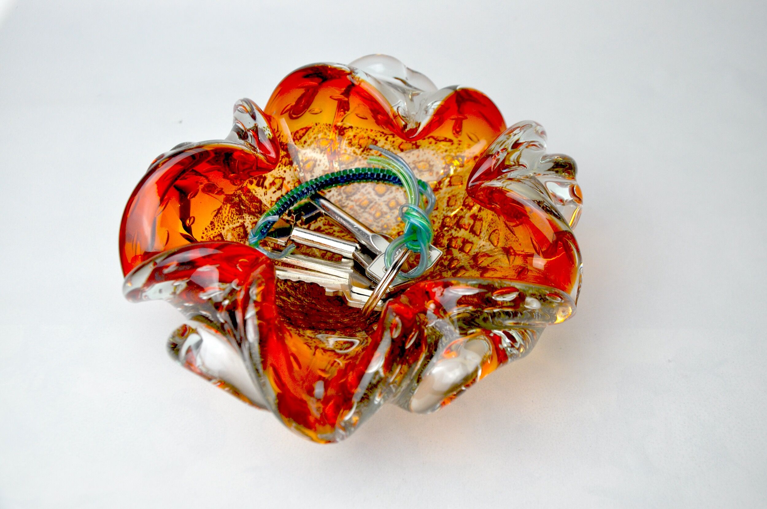 Deposit of orange and gold sommerso keys by seguso, murano glass, italy, 1970