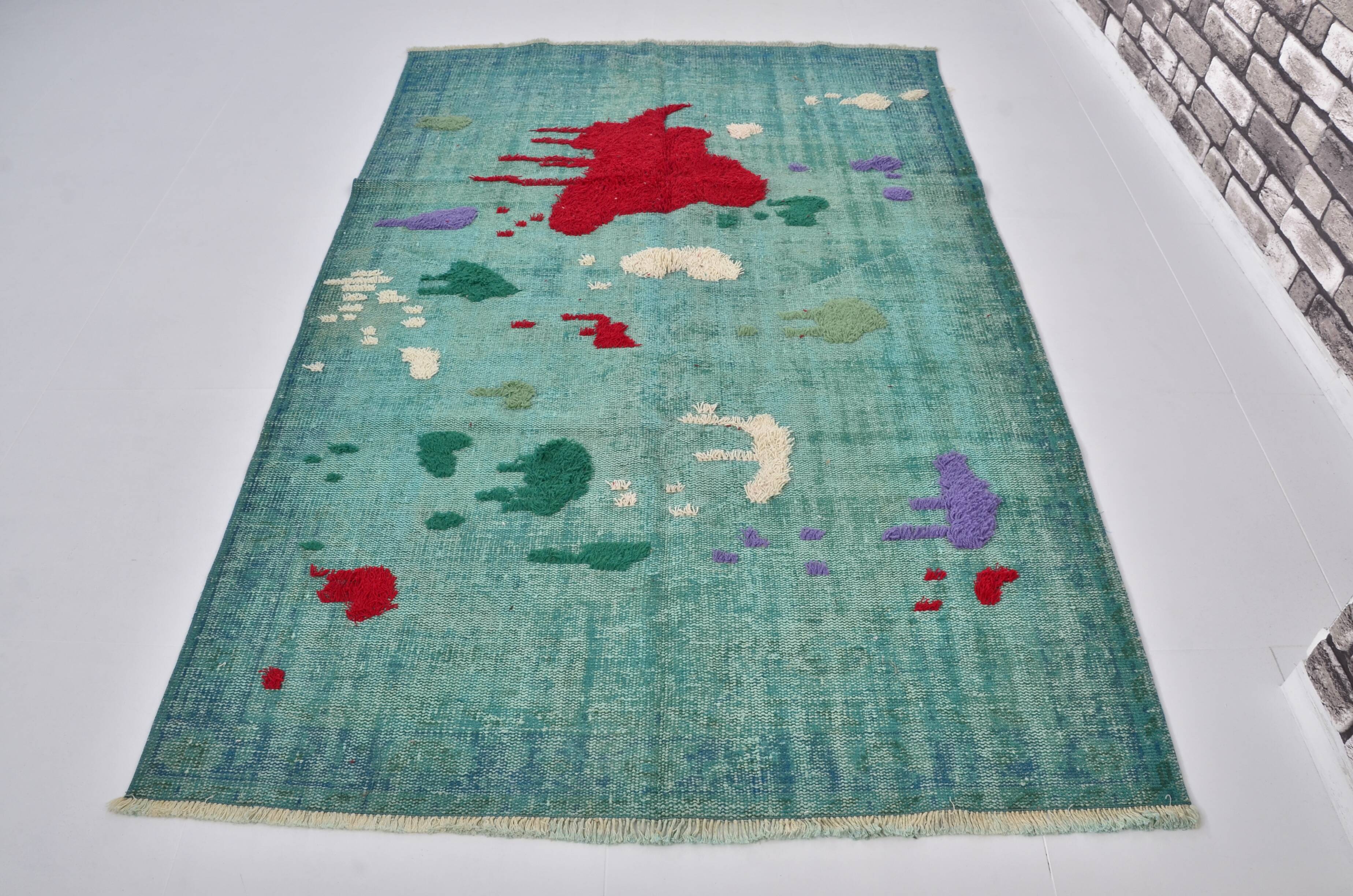 One Kind Unique Vintage Wool Carpet