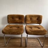 Vintage suede chair pair