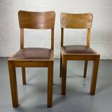 Wooden and leather chairs