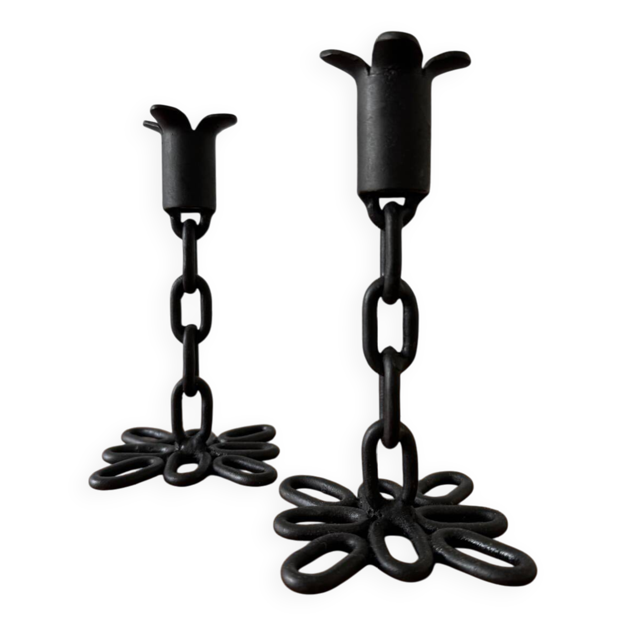 Brutalist wrought iron candlesticks from the 60s