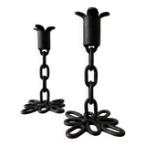 Brutalist wrought iron candlesticks from the 60s