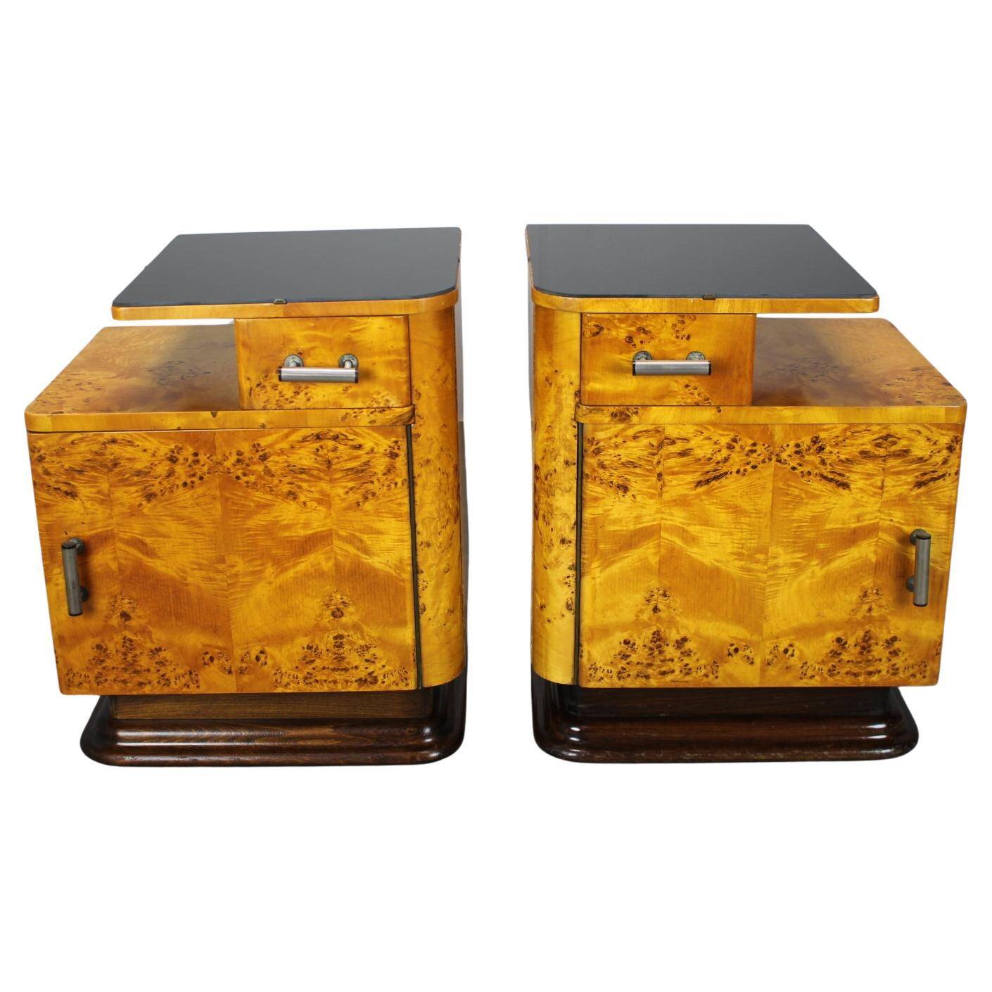 Pair of bedside tables mid-century by Jindřich Halabala, Czechoslovakia, 1950s