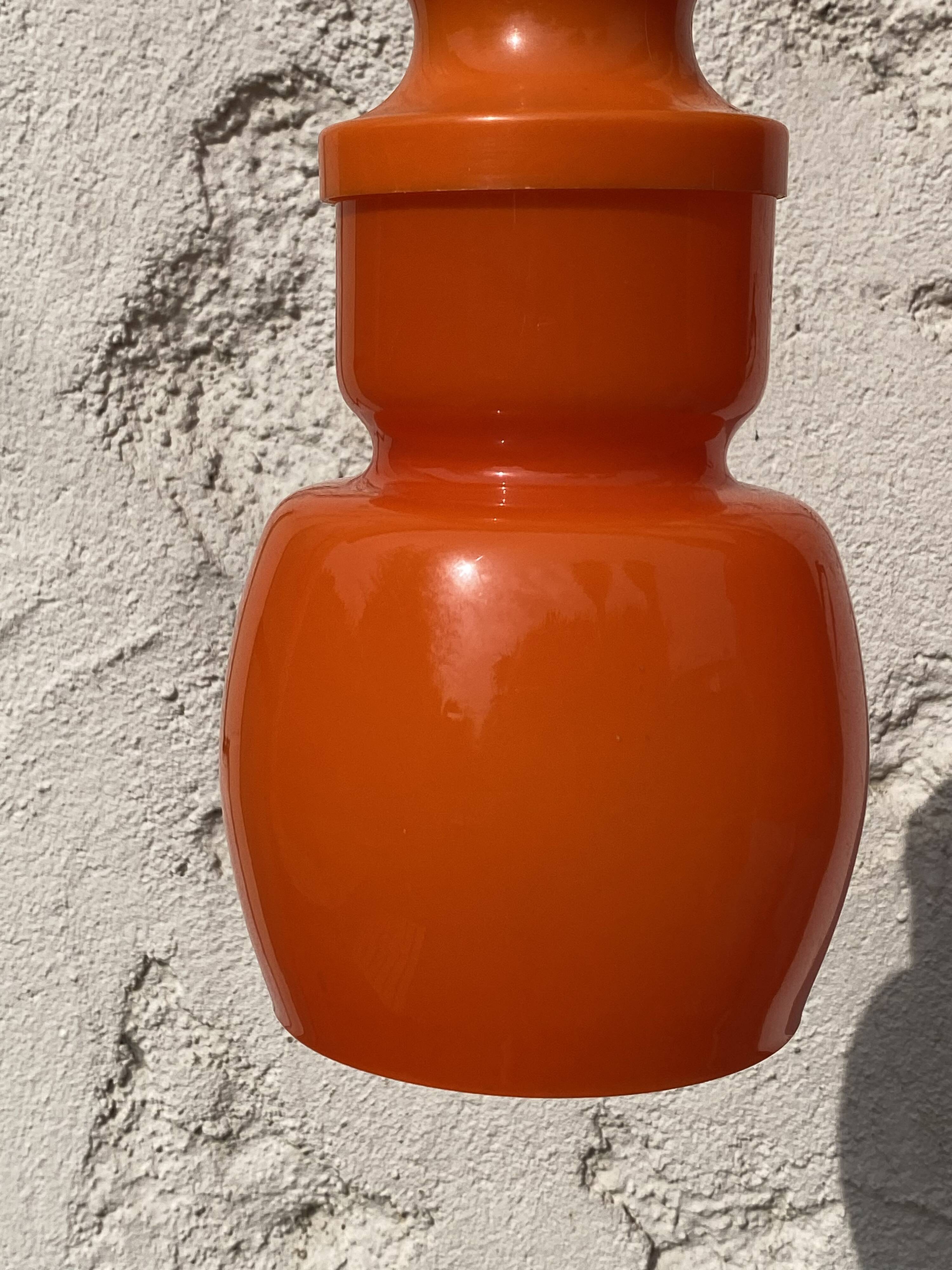 Vintage pendant lamp in orange opaline, 1970