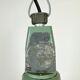Industrial soviet green enamel pendant light with glass cover, 1960s