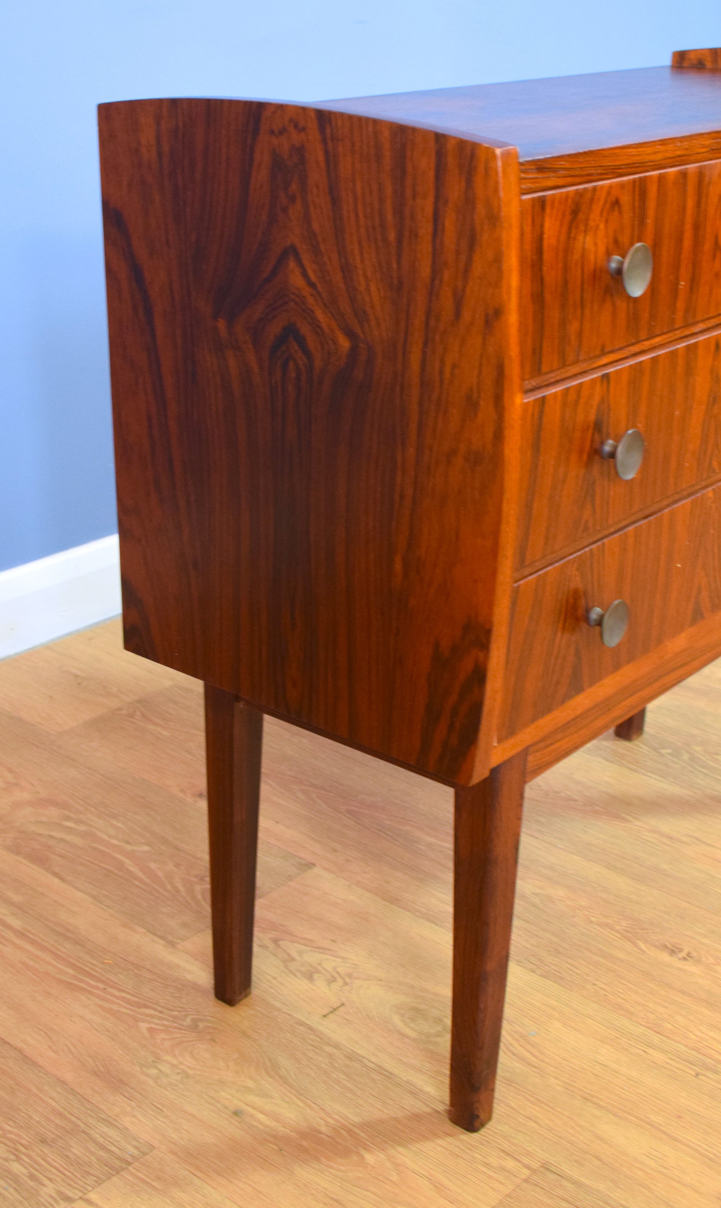 Mid century retro vintage Danish three drawer rosewood chest of drawers 1960s