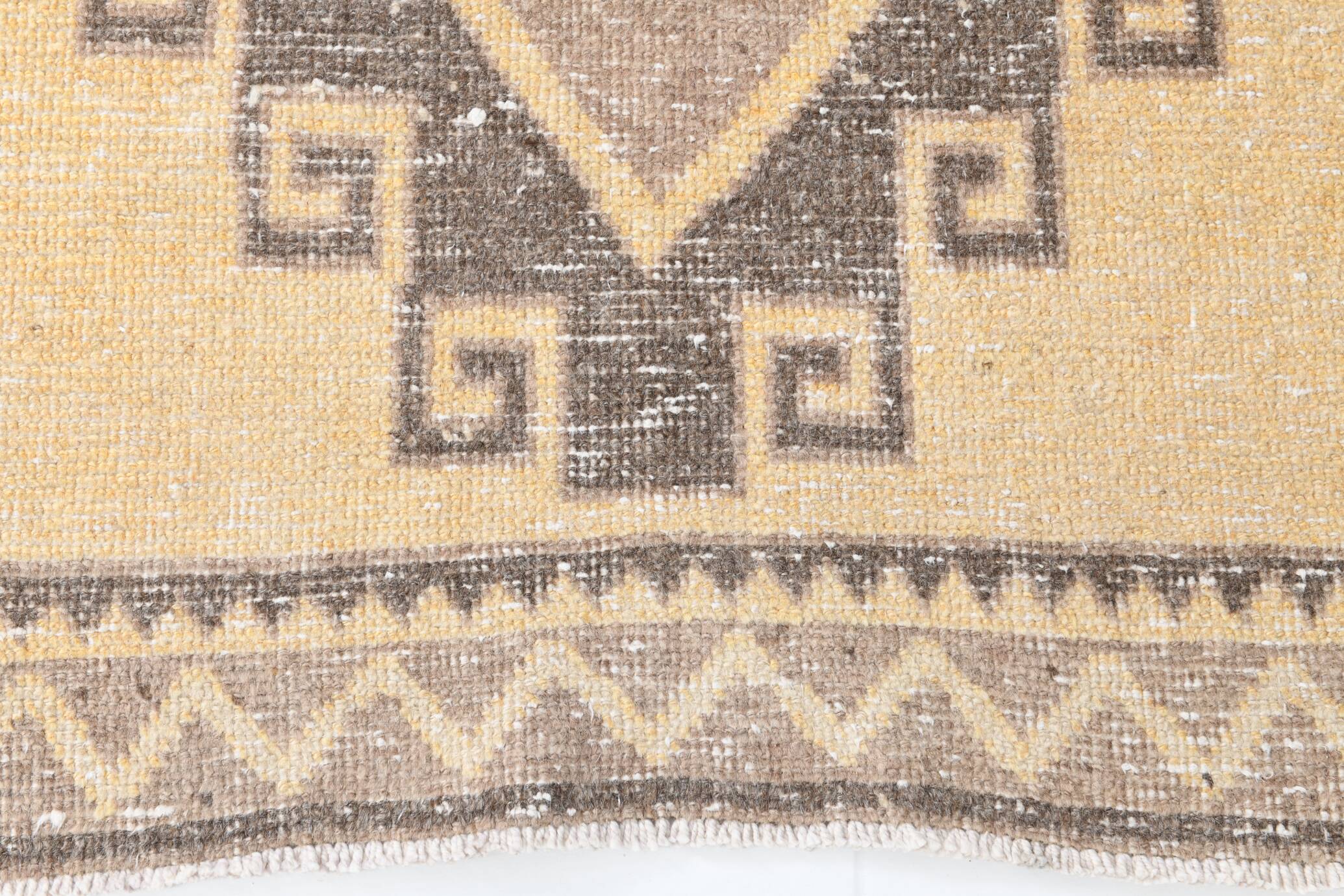 3x12 Light Yellow & Brown Turkish Vintage Runner Rug, 80x373Cm
