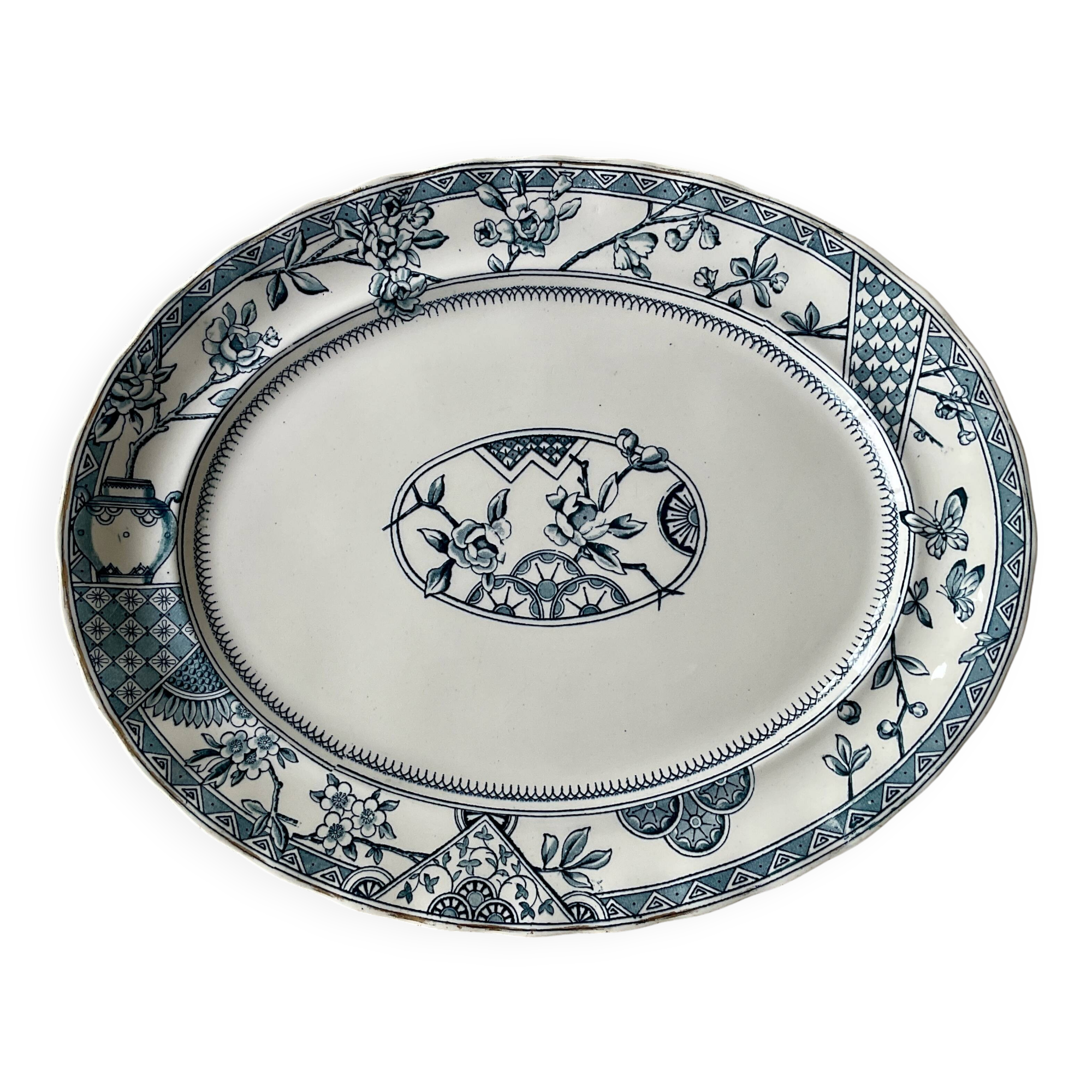 Large oval ironstone dish, Keeling earthenware, “Victoria” model