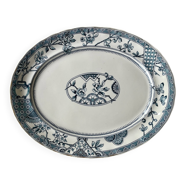 Grand plat ovale terre de fer faïencerie Keeling modèle «&nbsp;Victoria&nbsp;»