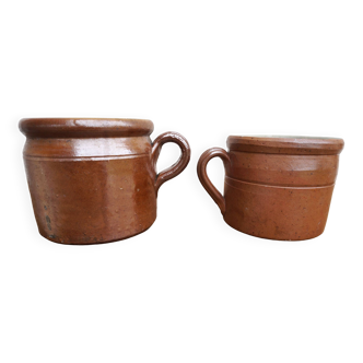 Set of two vintage stoneware pots