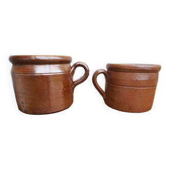 Ensemble de deux pots en grès vintage