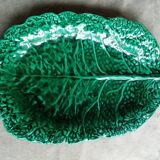 Large dish in green cabbage leaf slip