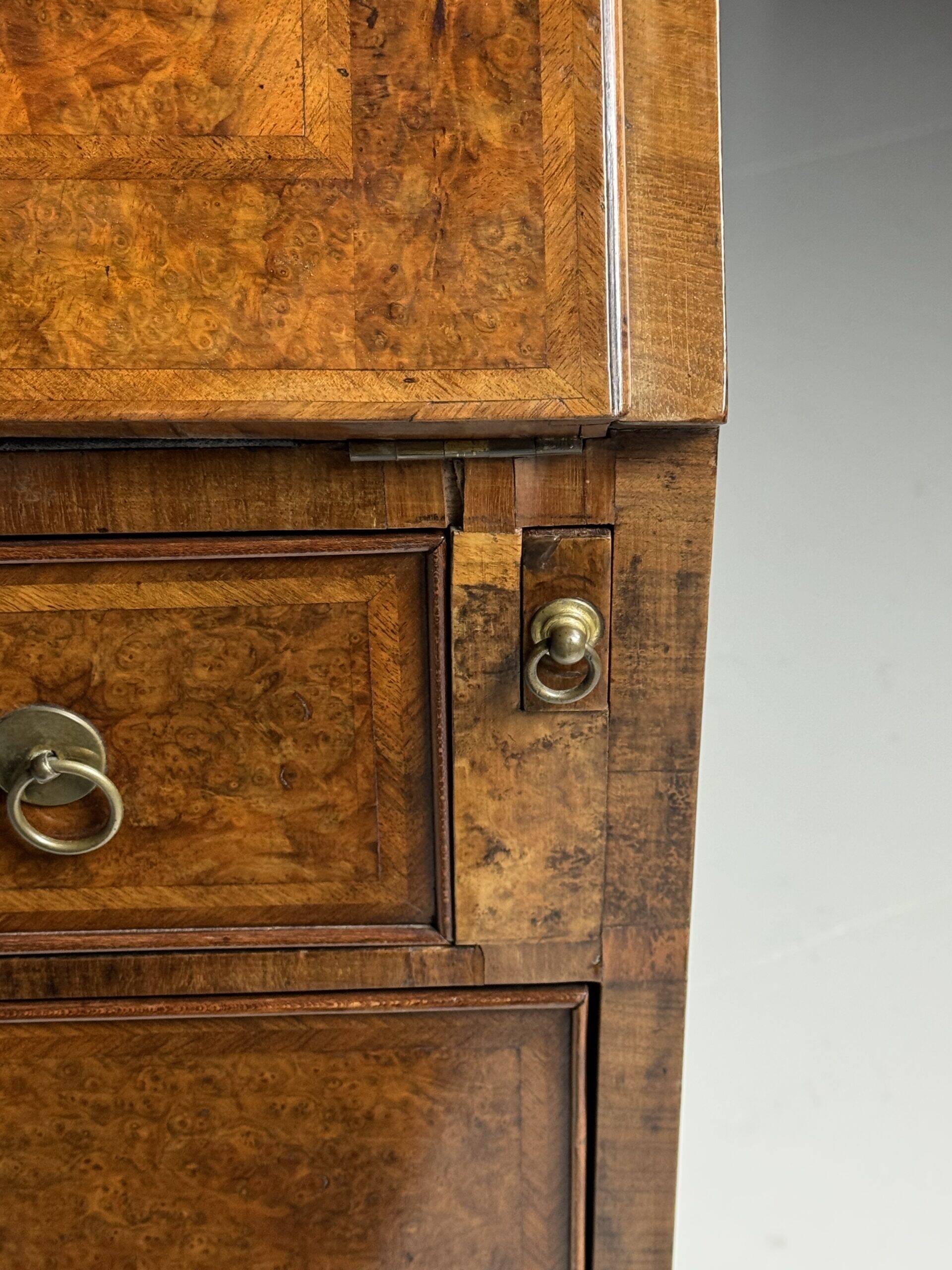 Burr walnut bureau bookcase 19th century