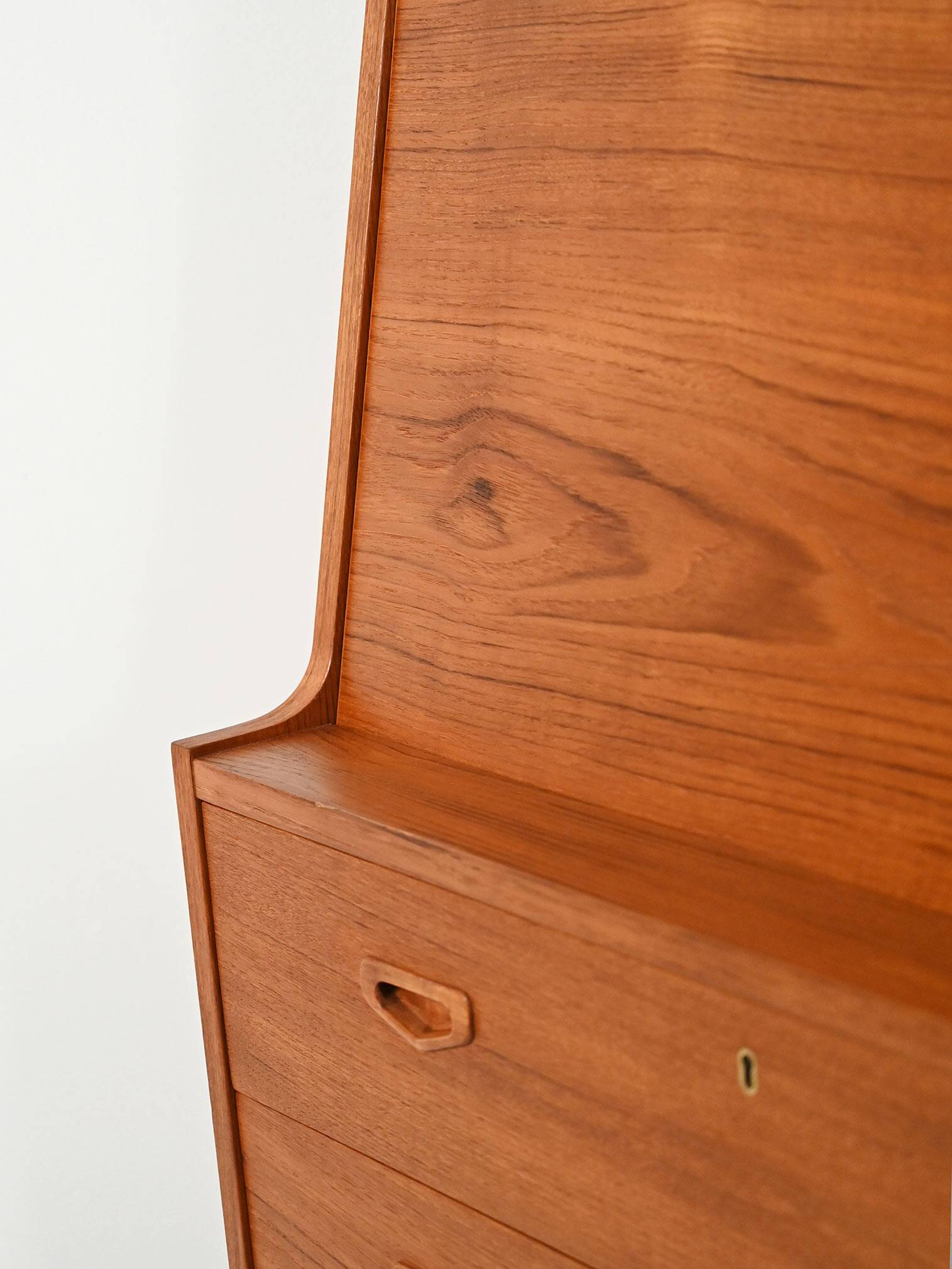 Secrétaire en teck scandinave avec miroir caché, années 1960