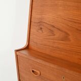 Secrétaire en teck scandinave avec miroir caché, années 1960